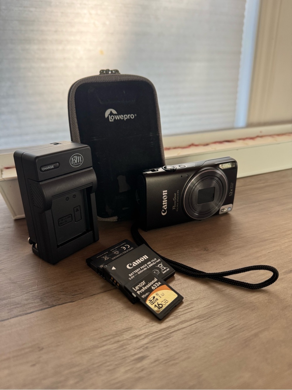 Canon Black Point-and-Shoot Camera with Accessories